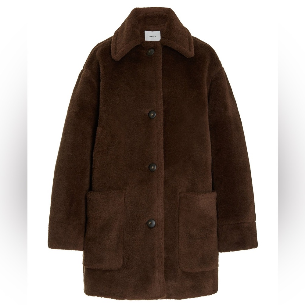 Vince Faux Fur Car Coat in a Beautiful Brown Size L